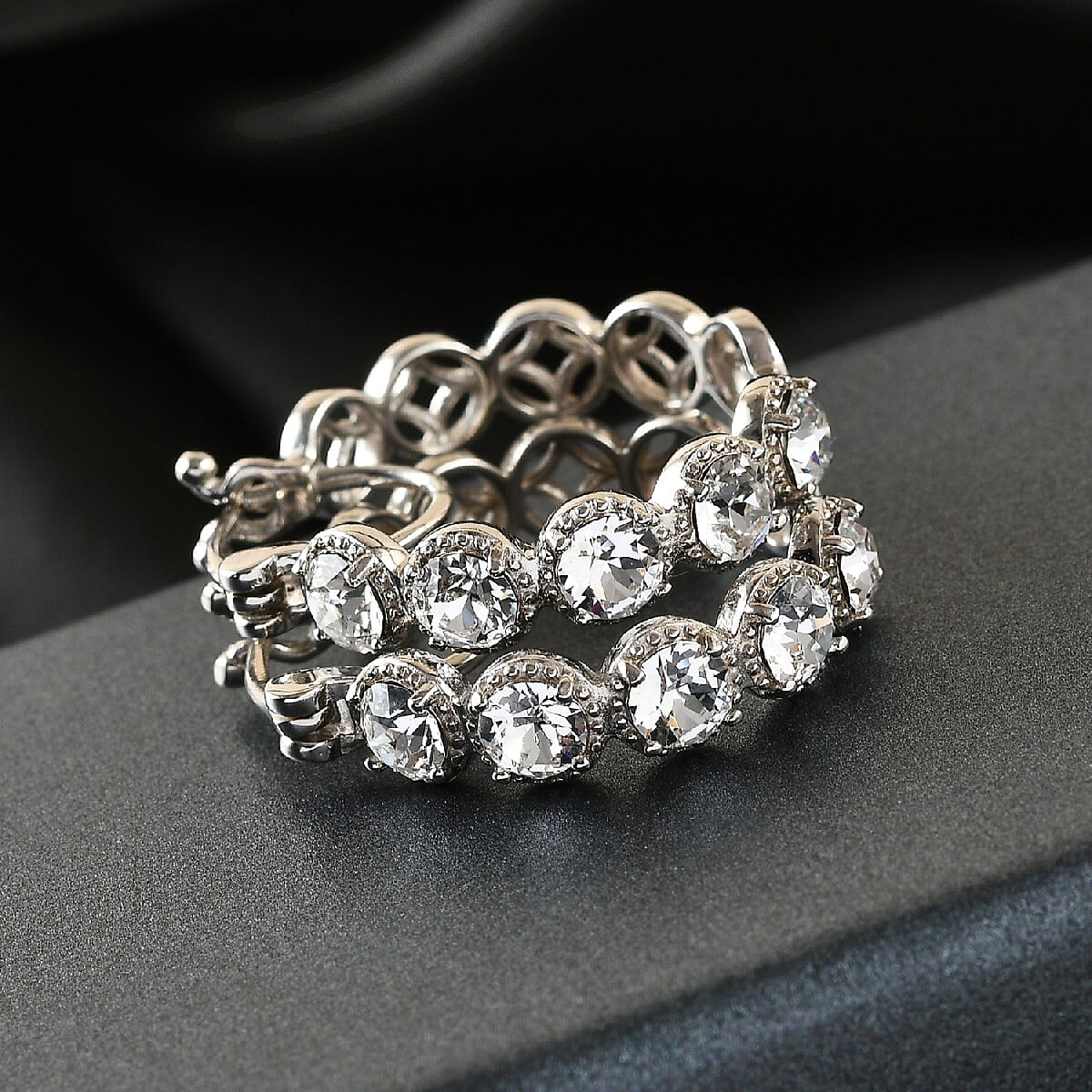 Karis White Crystal Hoop Earrings in Platinum Bond