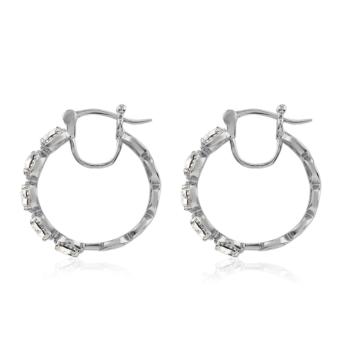 Karis White Crystal Hoop Earrings in Platinum Bond
