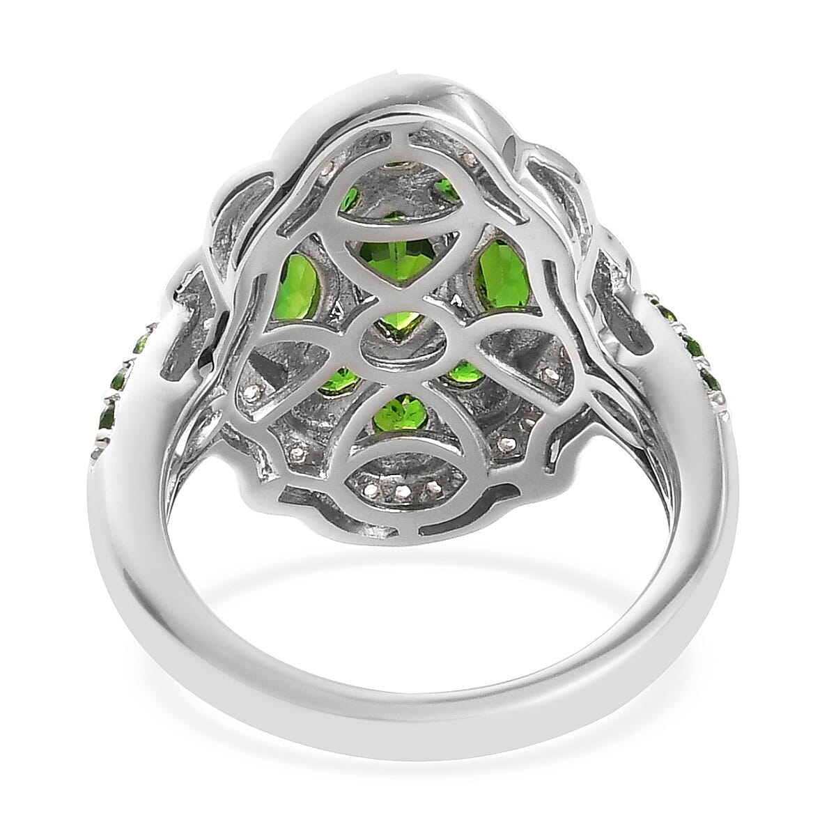 Chrome Diopside and White Zircon 2.54 ctw Ring in Platinum Over Sterling Silver (Size 5.5)