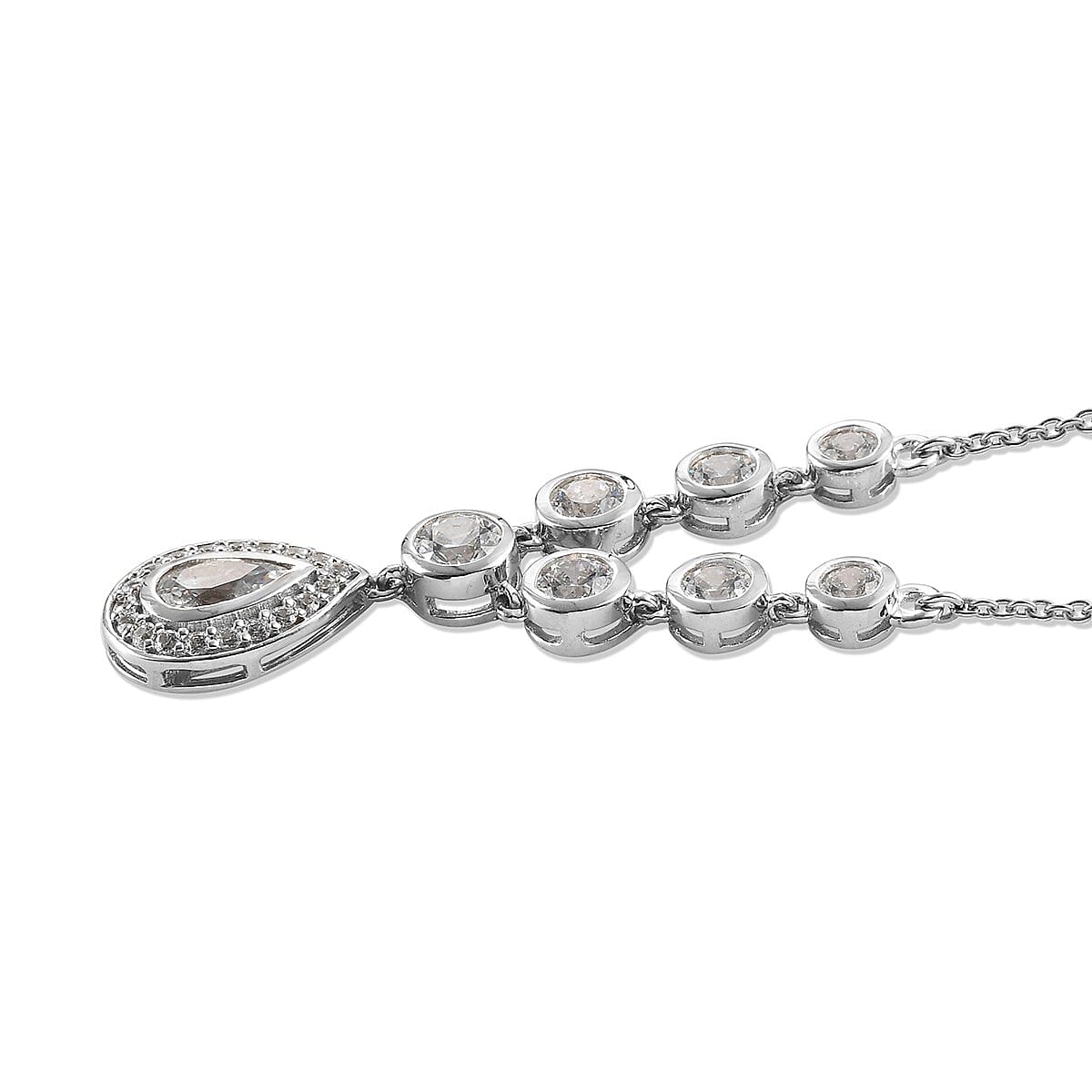 Finest CZ 3.72 ctw Necklace in Platinum Over Sterling Silver 18 Inches