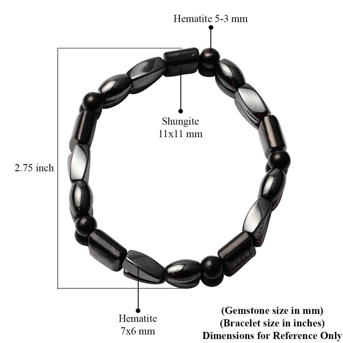 Shungite and Hematite Beaded Stretch Bracelet 112.00 ctw image number 2