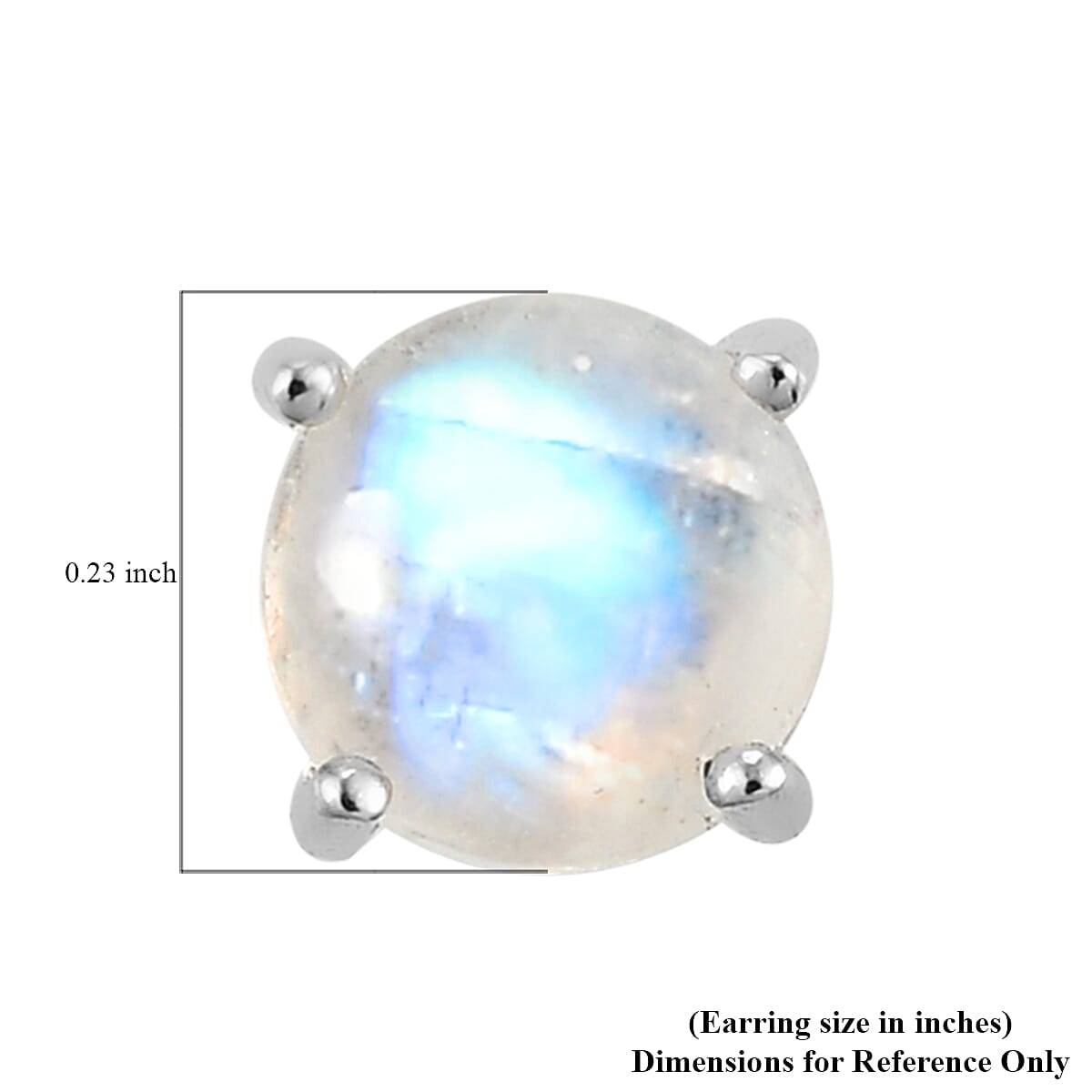 D'Joy Kuisa Rainbow Moonstone Solitaire Stud Earrings in Platinum Over Sterling Silver 2.15 ctw