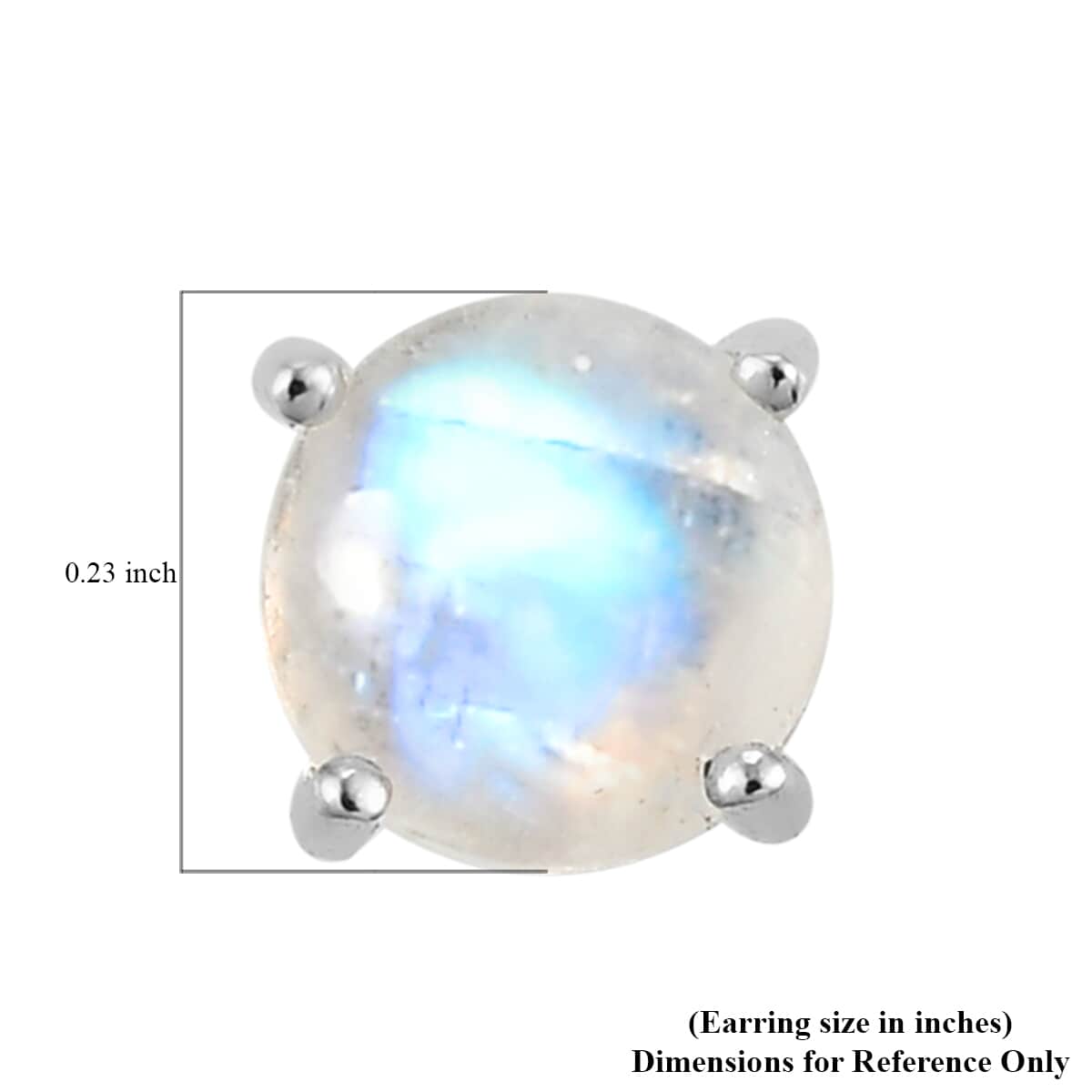 Kuisa Rainbow Moonstone Solitaire Stud Earrings in Platinum Over Sterling Silver 2.15 ctw image number 6