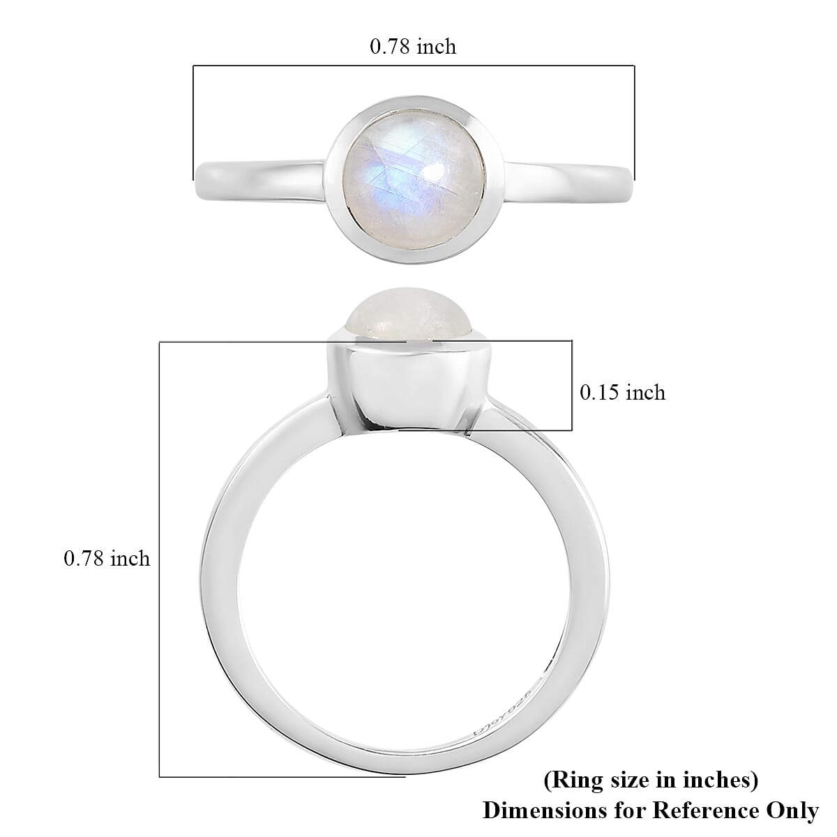 Kuisa Rainbow Moonstone Ring in Platinum Over Sterling Silver (Size 10.0) 1.00 ctw