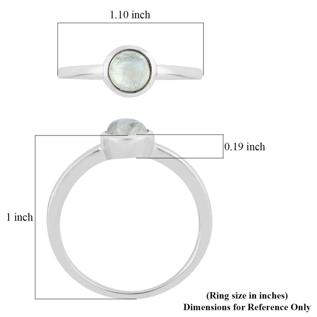 Kuisa Rainbow Moonstone Ring in Platinum Over Sterling Silver (Size 8.0) 0.80 ctw image number 3