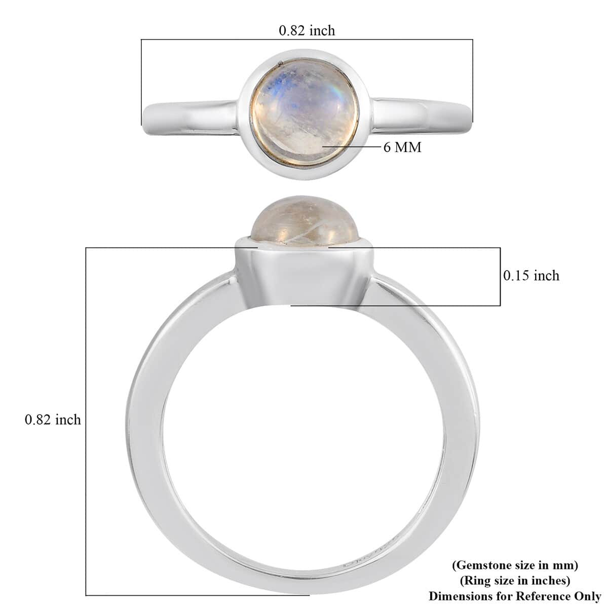 Kuisa Rainbow Moonstone Ring in Platinum Over Sterling Silver (Size 8.0) 0.80 ctw image number 5
