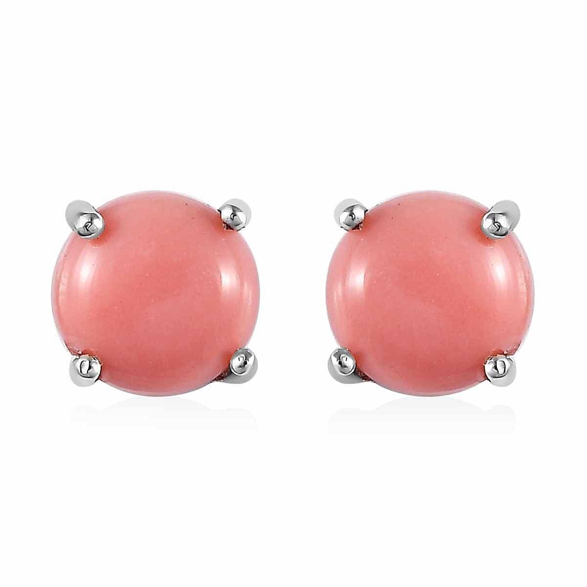 Oregon Peach Opal Solitaire Stud Earrings in Platinum Over Sterling Silver 1.30 ctw