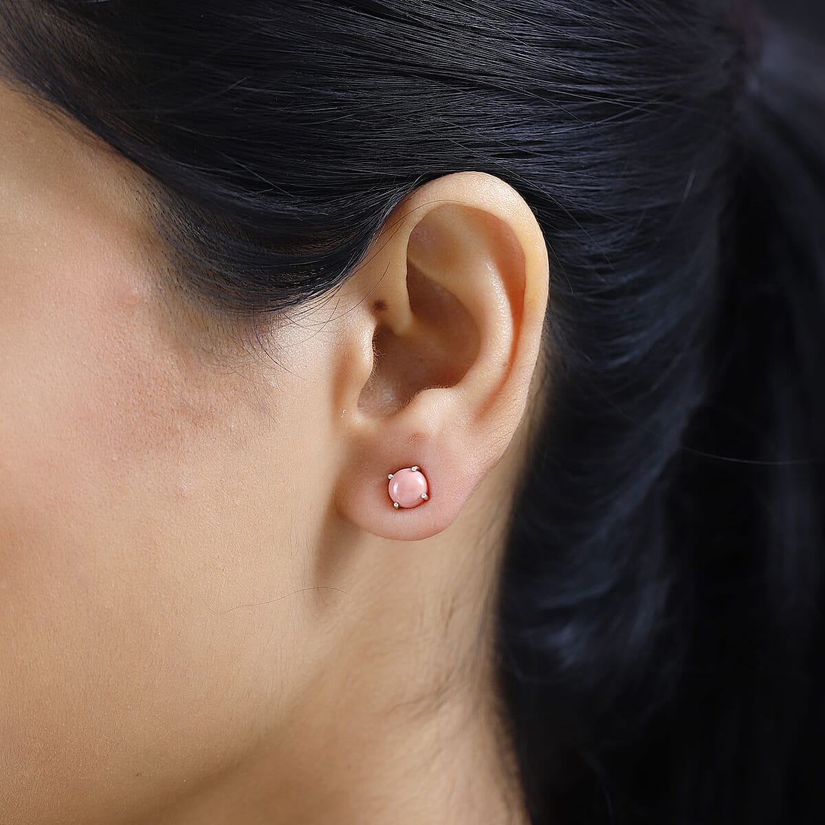 Oregon Peach Opal Solitaire Stud Earrings in Platinum Over Sterling Silver 1.30 ctw image number 2