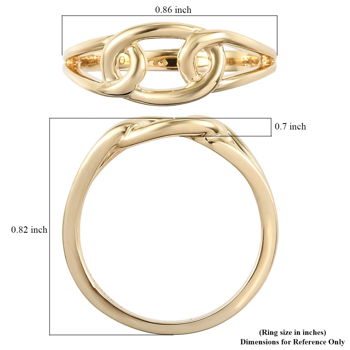 Luxoro 10K Yellow Gold Past, Present, Future Interlock Knot Ring (Size 8.0) 2.75 Grams image number 5