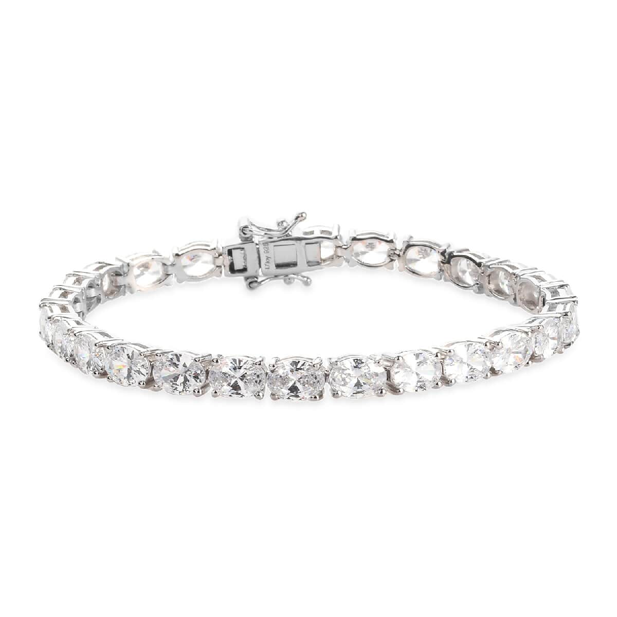 Lustro Stella Made with Finest CZ Tennis Bracelet in Platinum Over Sterling Silver (7.25 In) 11 Grams 29.80 ctw image number 0