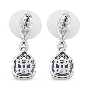 Tanzanite and Natural White Zircon Earrings in Platinum Over Sterling Silver 2.60 ctw