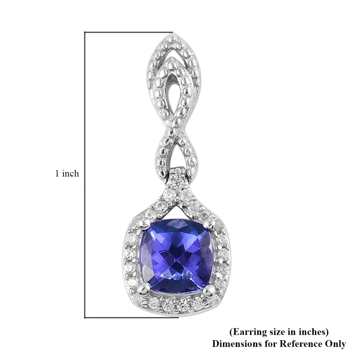 Tanzanite and Natural White Zircon Earrings in Platinum Over Sterling Silver 2.60 ctw image number 4