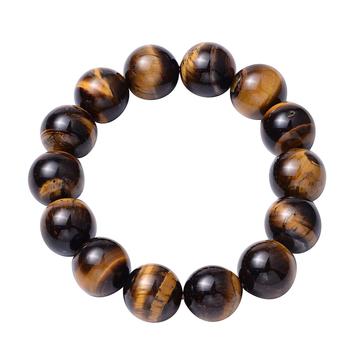Yellow Tiger's Eye 14-16mm Beaded Stretch Bracelet 300.00 ctw image number 0