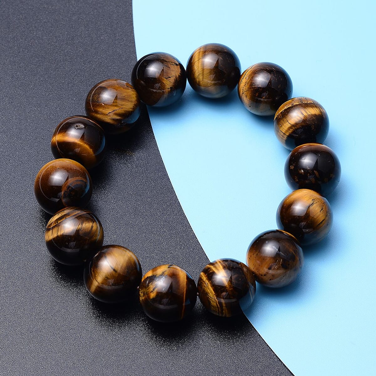 Yellow Tiger's Eye 14-16mm Beaded Stretch Bracelet 300.00 ctw image number 1
