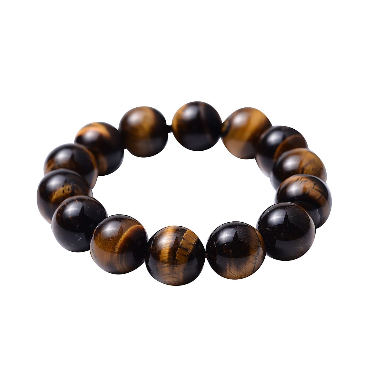 Yellow Tiger's Eye 14-16mm Beaded Stretch Bracelet 300.00 ctw image number 2