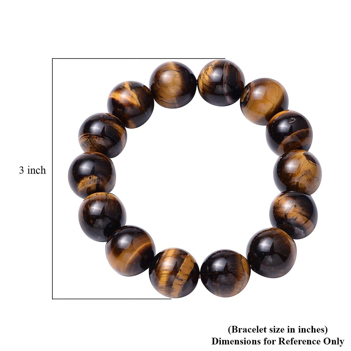 Yellow Tiger's Eye 14-16mm Beaded Stretch Bracelet 300.00 ctw image number 3