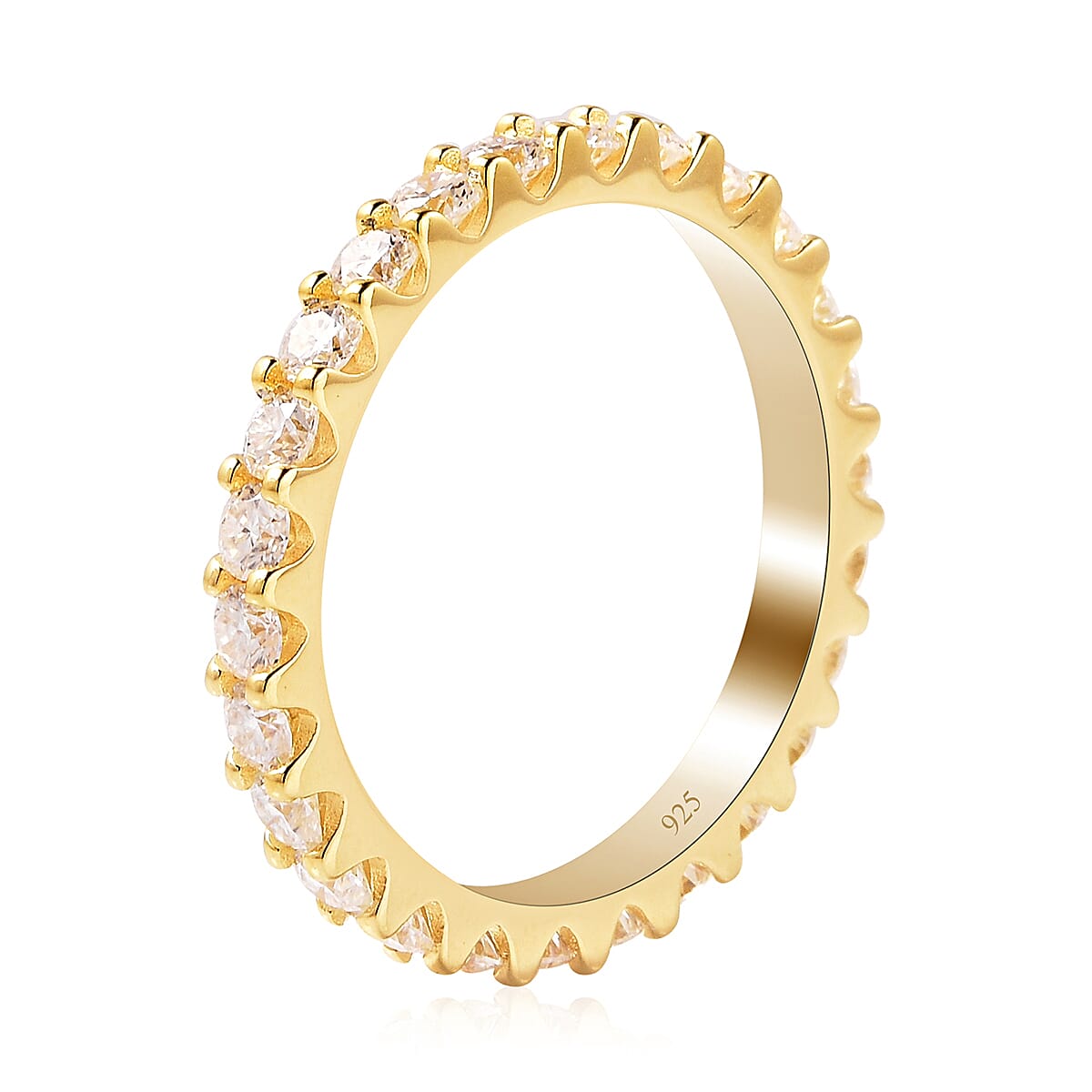Moissanite Eternity Band Ring in Vermeil Yellow Gold Over Sterling Silver (Size 7.0) 1.50 ctw image number 3