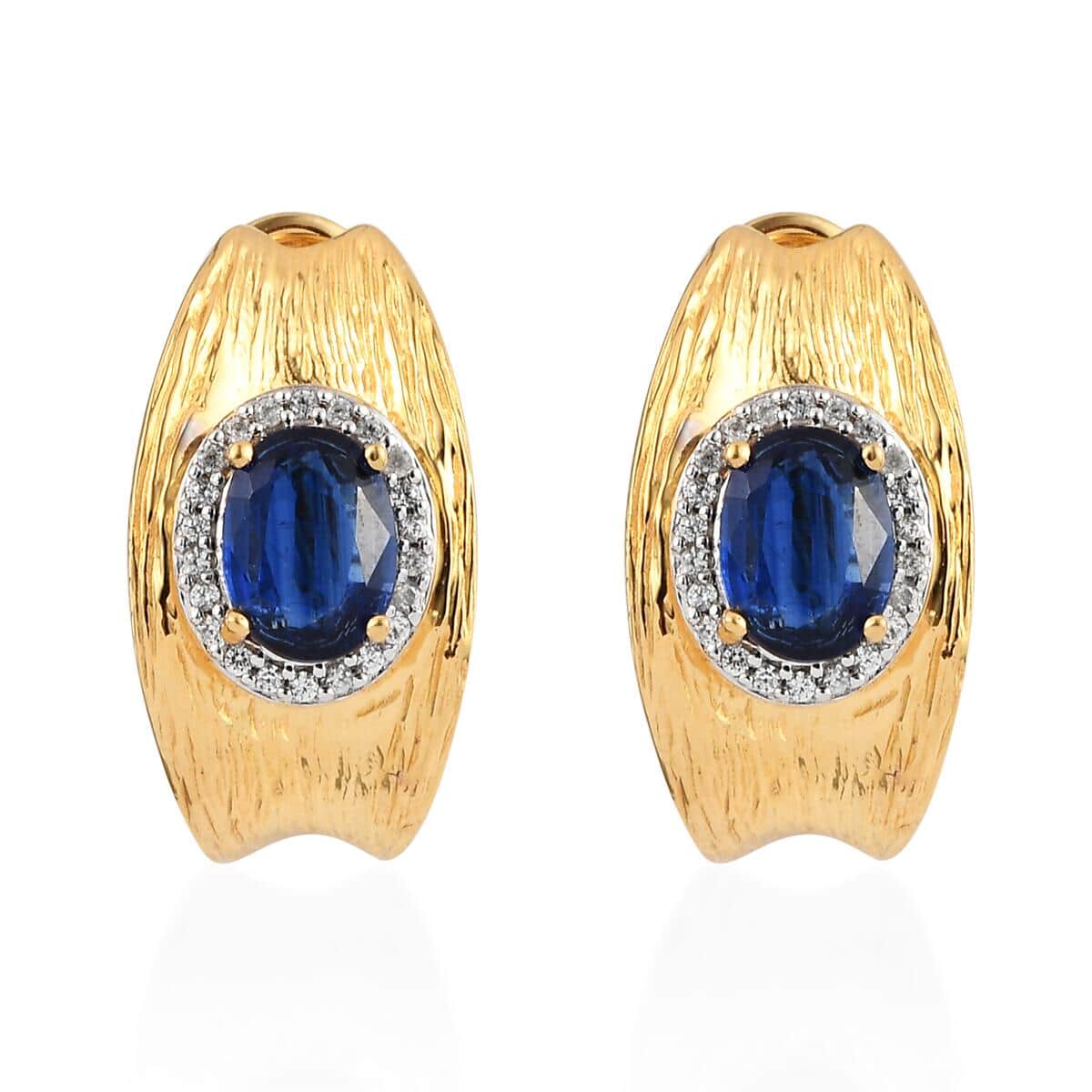 Kashmir Kyanite and Natural White Zircon Earrings in Vermeil Yellow Gold Over Sterling Silver 8 Grams 3.70 ctw image number 0
