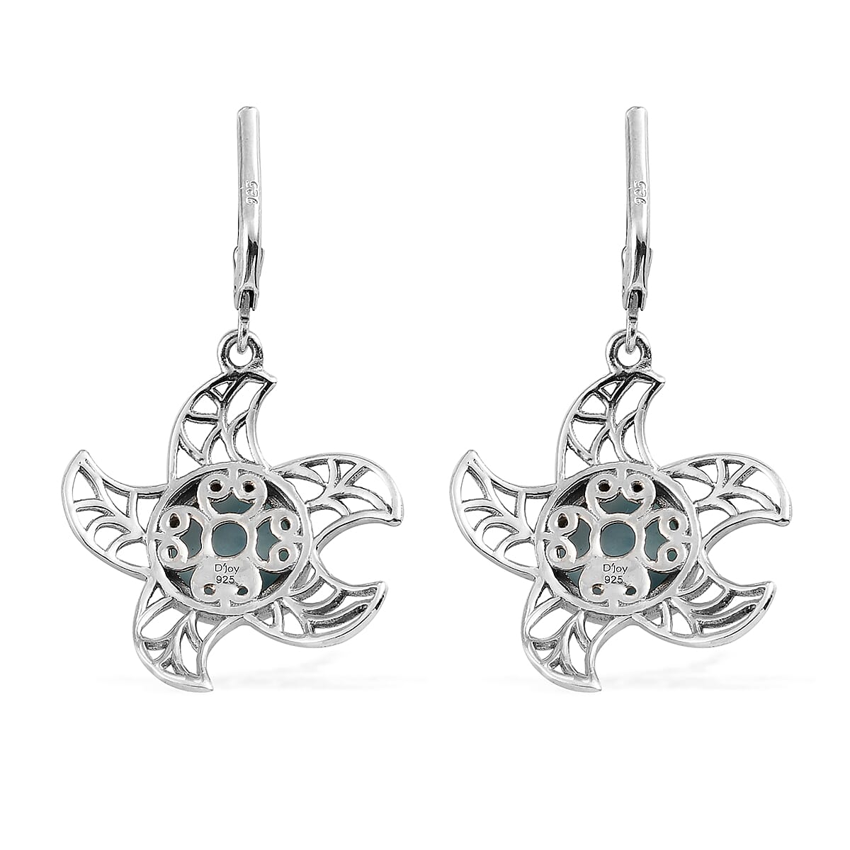 5.90 ctw Larimar Starfish Earrings in Platinum Over Sterling Silver image number 3