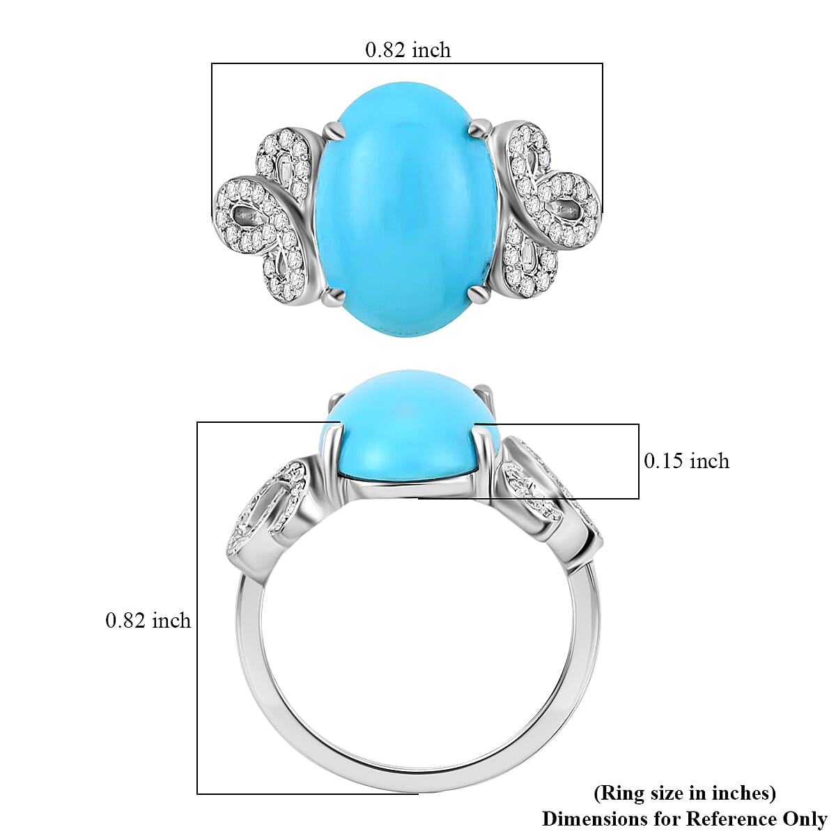 Iliana 18K White Gold AAA Sleeping Beauty Turquoise and G-H SI Diamond Ring (Size 6.0) 5.13 Grams 4.50 ctw image number 3
