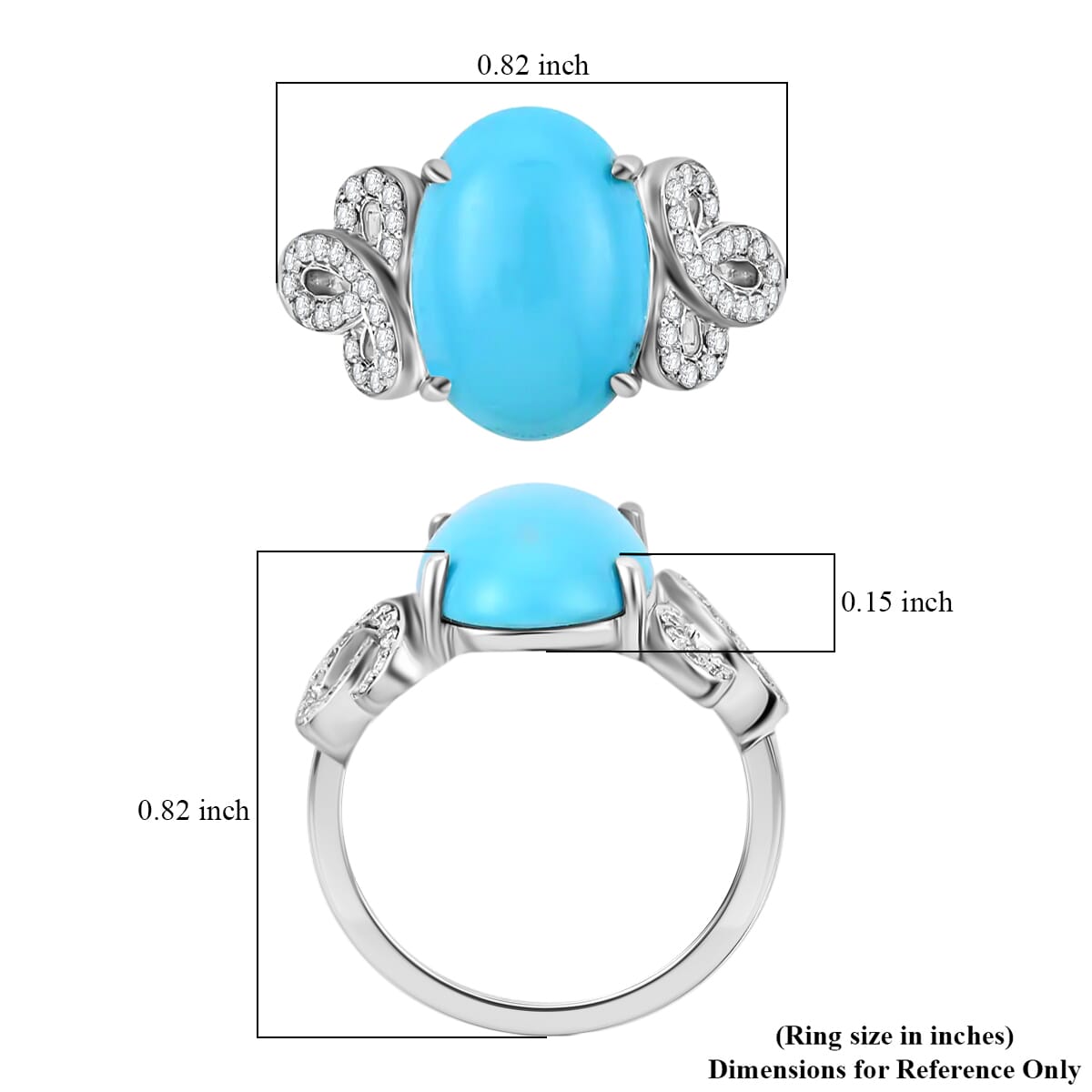Iliana 18K White Gold AAA Sleeping Beauty Turquoise and G-H SI Diamond Ring (Size 8.0) 5.13 Grams 4.50 ctw image number 3