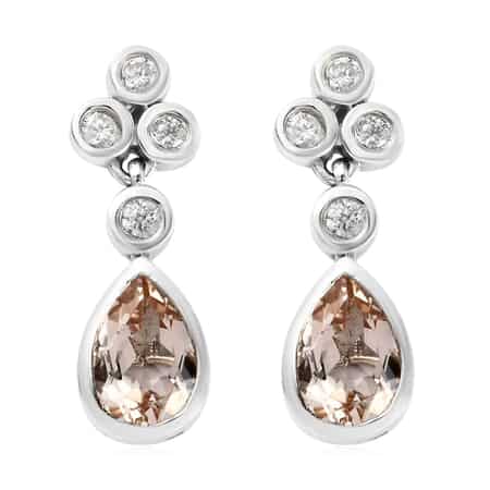 Marropino Morganite and Zircon Dangle Earrings in Platinum Over Sterling Silver 3.00 ctw image number 0