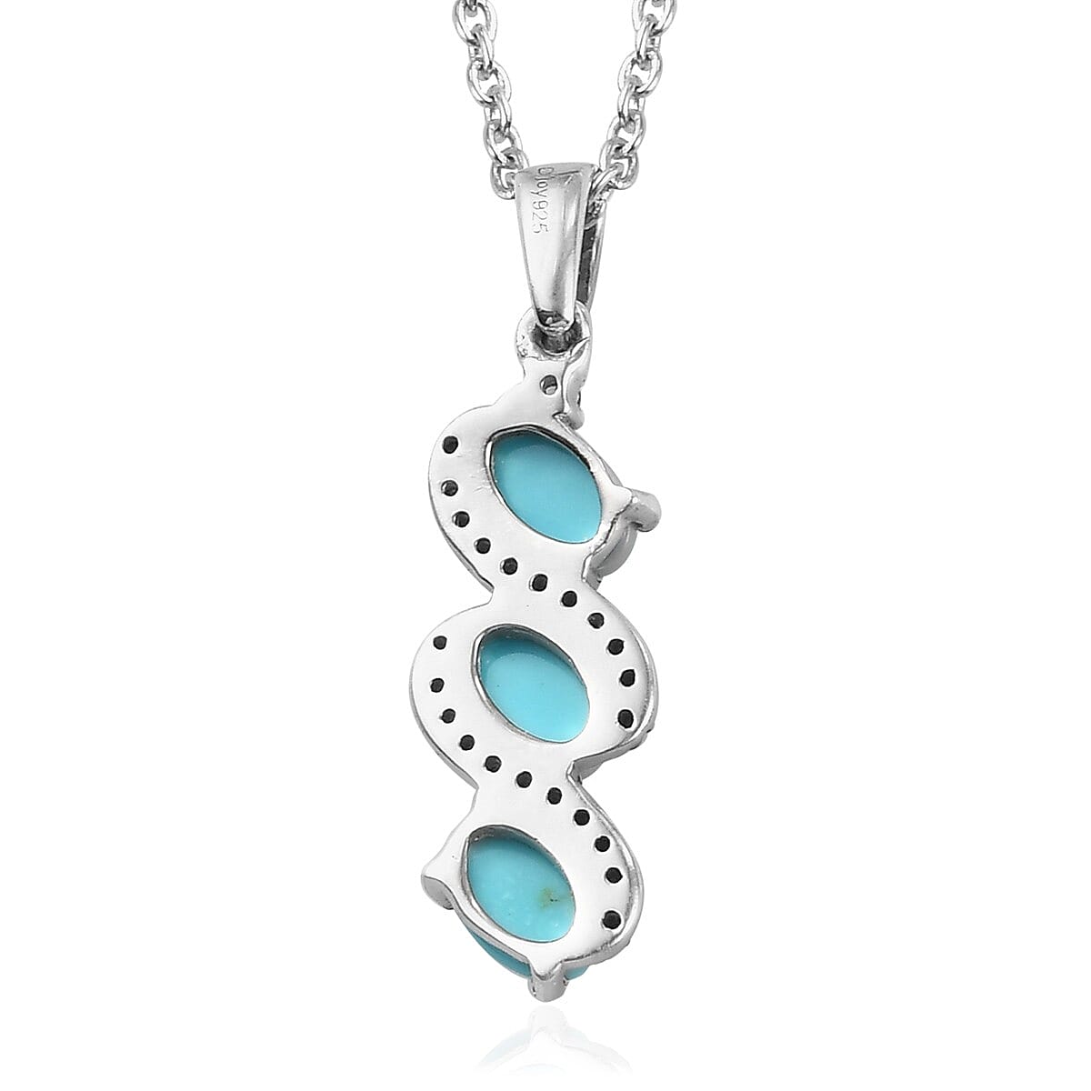 Mexican Turquoise and Multi Gemstone Pendant Necklace 20 Inches in Platinum Over Sterling Silver 1.40 ctw image number 4