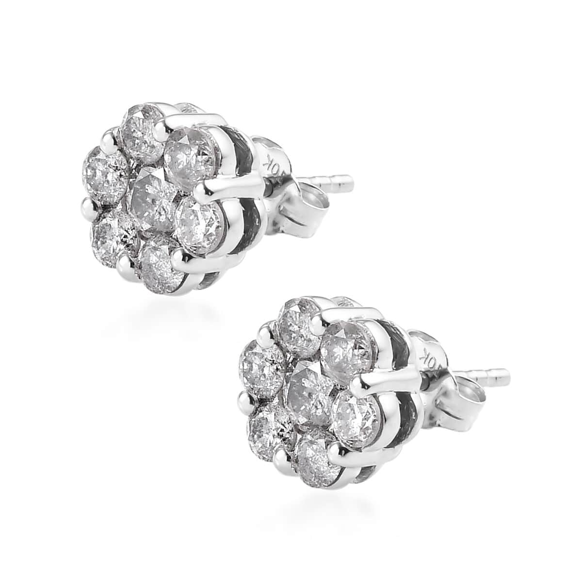 LUXORO 10K White Gold G-H I3 Diamond Flower Stud Earrings 1.00 ctw image number 3