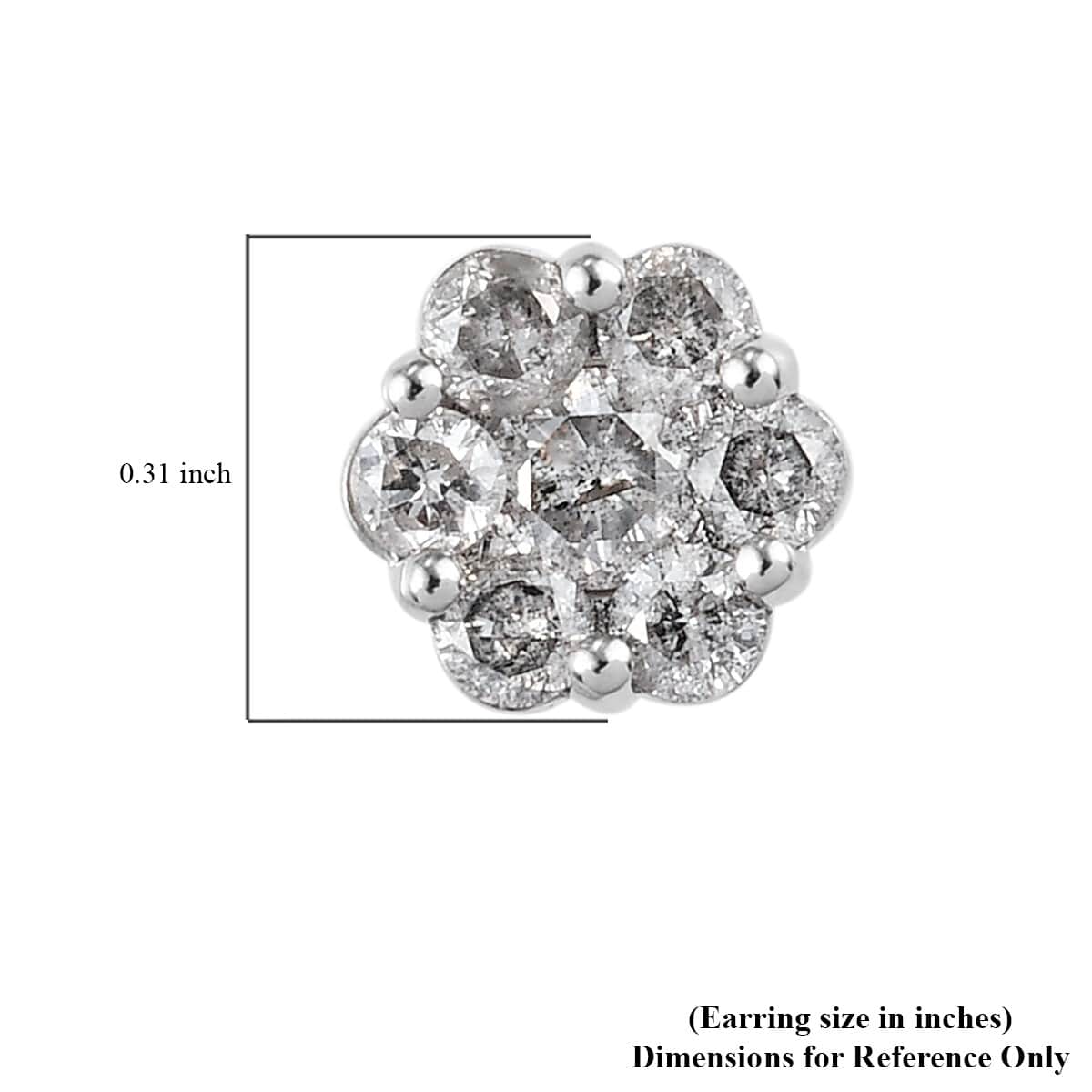 LUXORO 10K White Gold G-H I3 Diamond Flower Stud Earrings 1.00 ctw image number 4