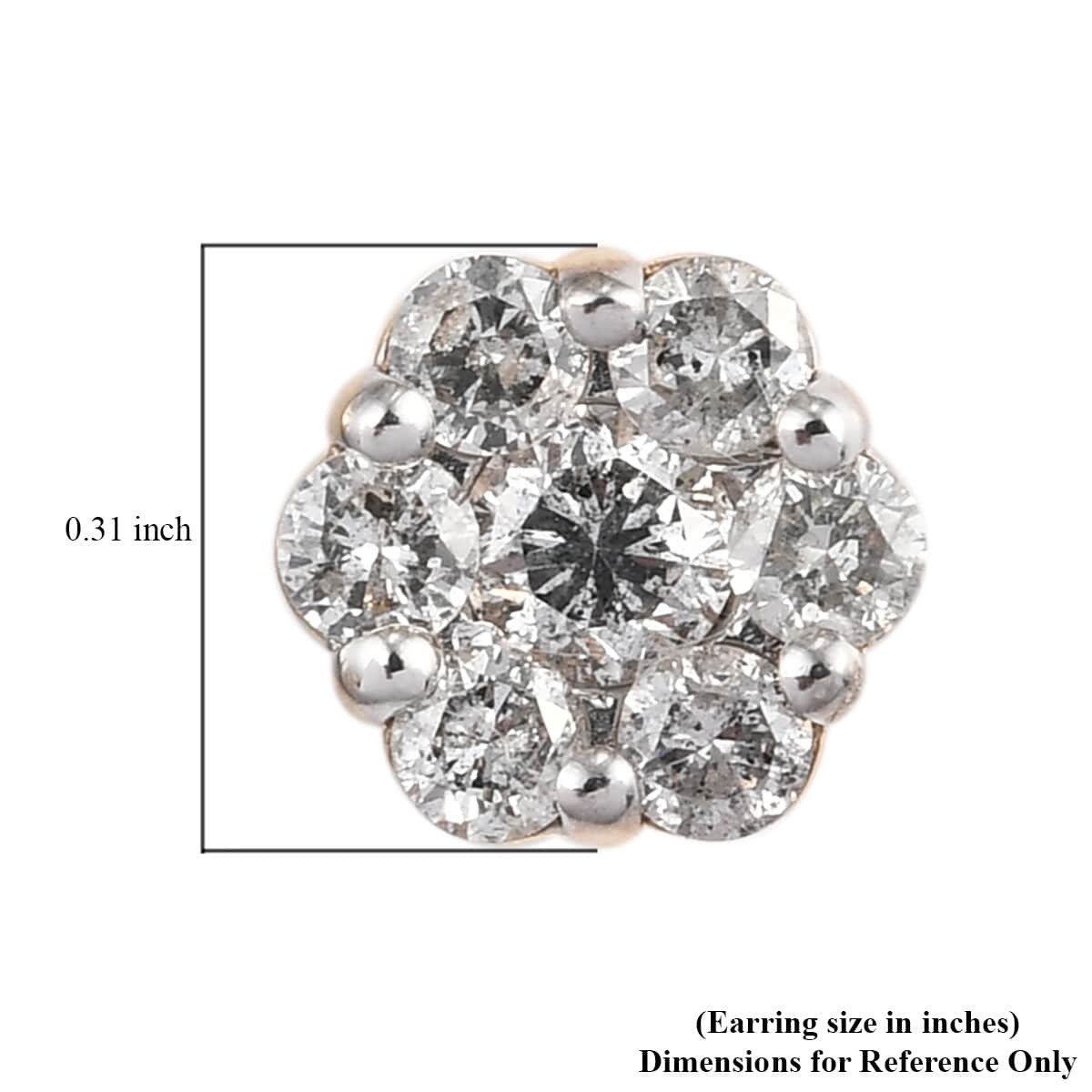 Luxoro 10K Yellow Gold G-H I3 Diamond Flower Stud Earrings 1.00 ctw image number 4