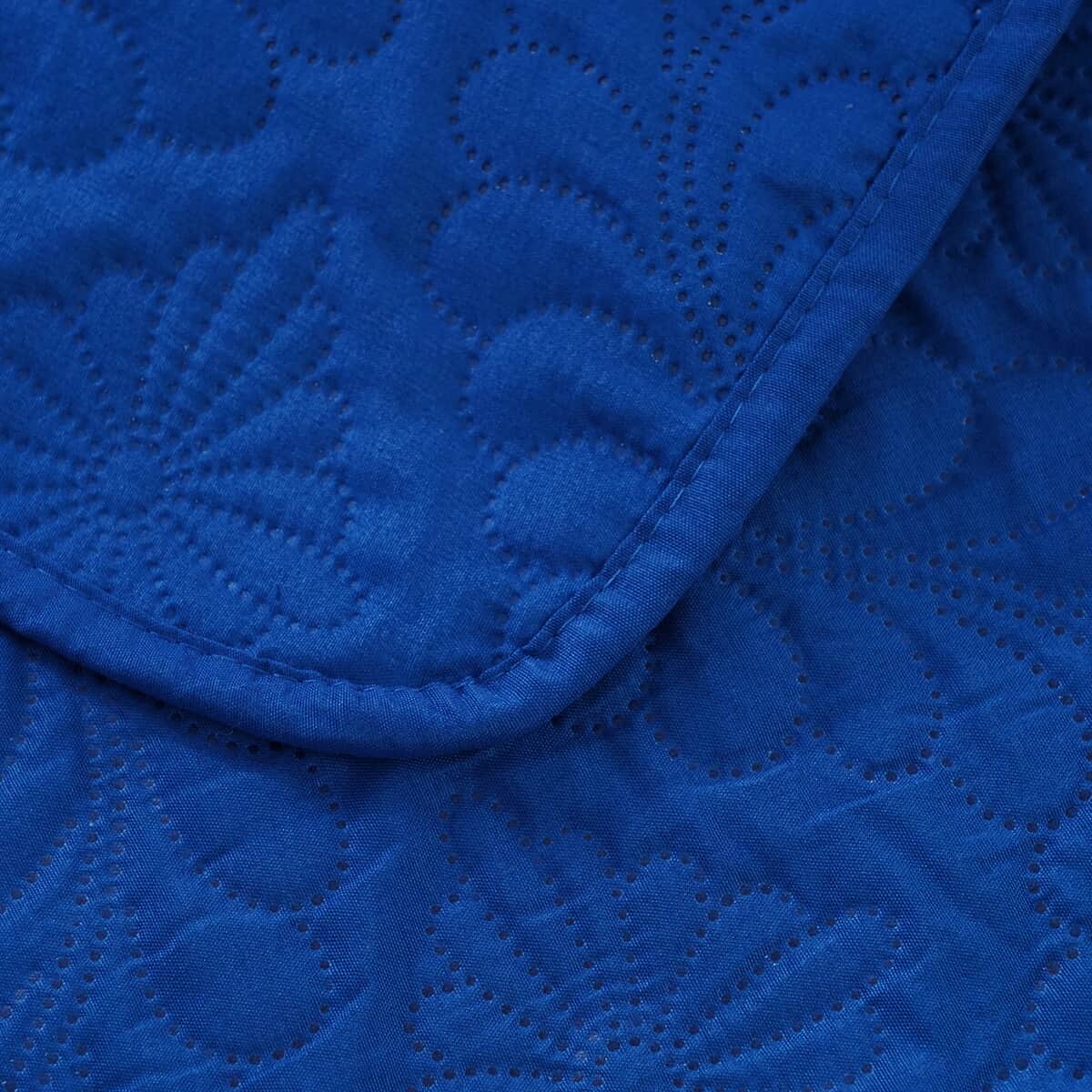 Homesmart 3 Pcs Solid Blue Pinsonic Quilt Bedding Set - King Size image number 4