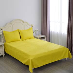 Homesmart 3 Pcs Solid Yellow Pinsonic Quilt Bedding Set - Queen Size