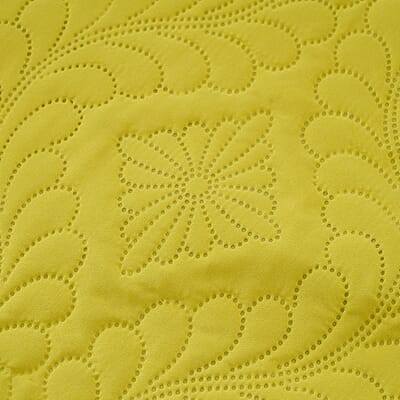 Homesmart 3 Pcs Solid Yellow Pinsonic Quilt Bedding Set - Queen Size