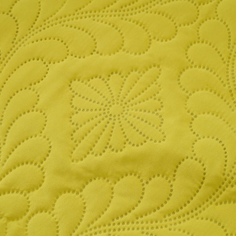 Homesmart 3 Pcs Solid Yellow Pinsonic Quilt Bedding Set - Queen Size