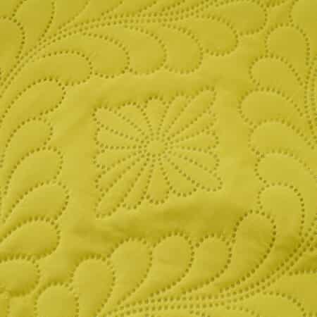 Homesmart 3 Pcs Solid Yellow Pinsonic Quilt Bedding Set - Queen Size image number 4