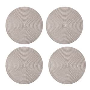 Set of 4 Beige Polypropylene and Polyester Placemat
