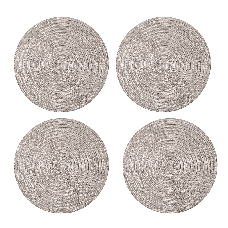 Set of 4 Beige Polypropylene and Polyester Placemat