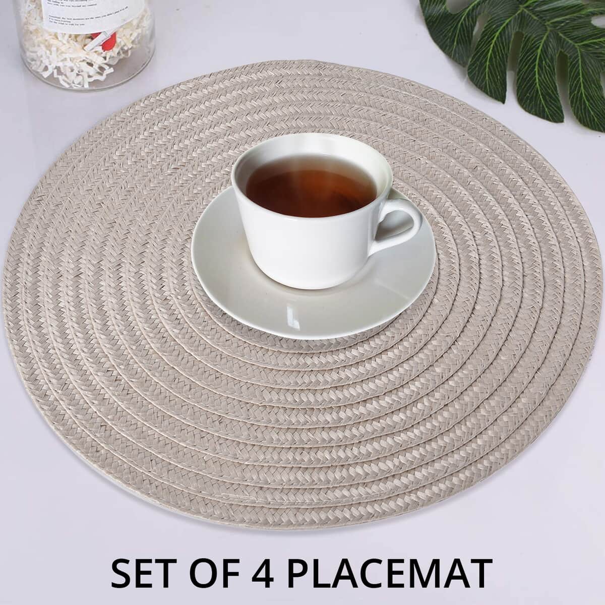 Set of 4 Beige Polypropylene and Polyester Placemat (14.9"x14.9") image number 1