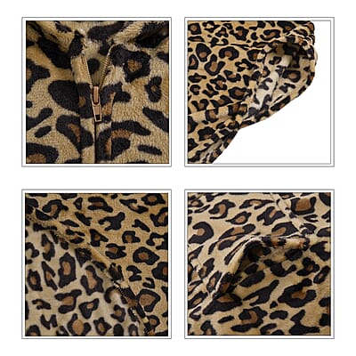 Homesmart Leopard Print Pattern Microfiber Hooded Wrap , Hood Wrap , Hooded Wrap Coat , Wrap Jacket with Hood
