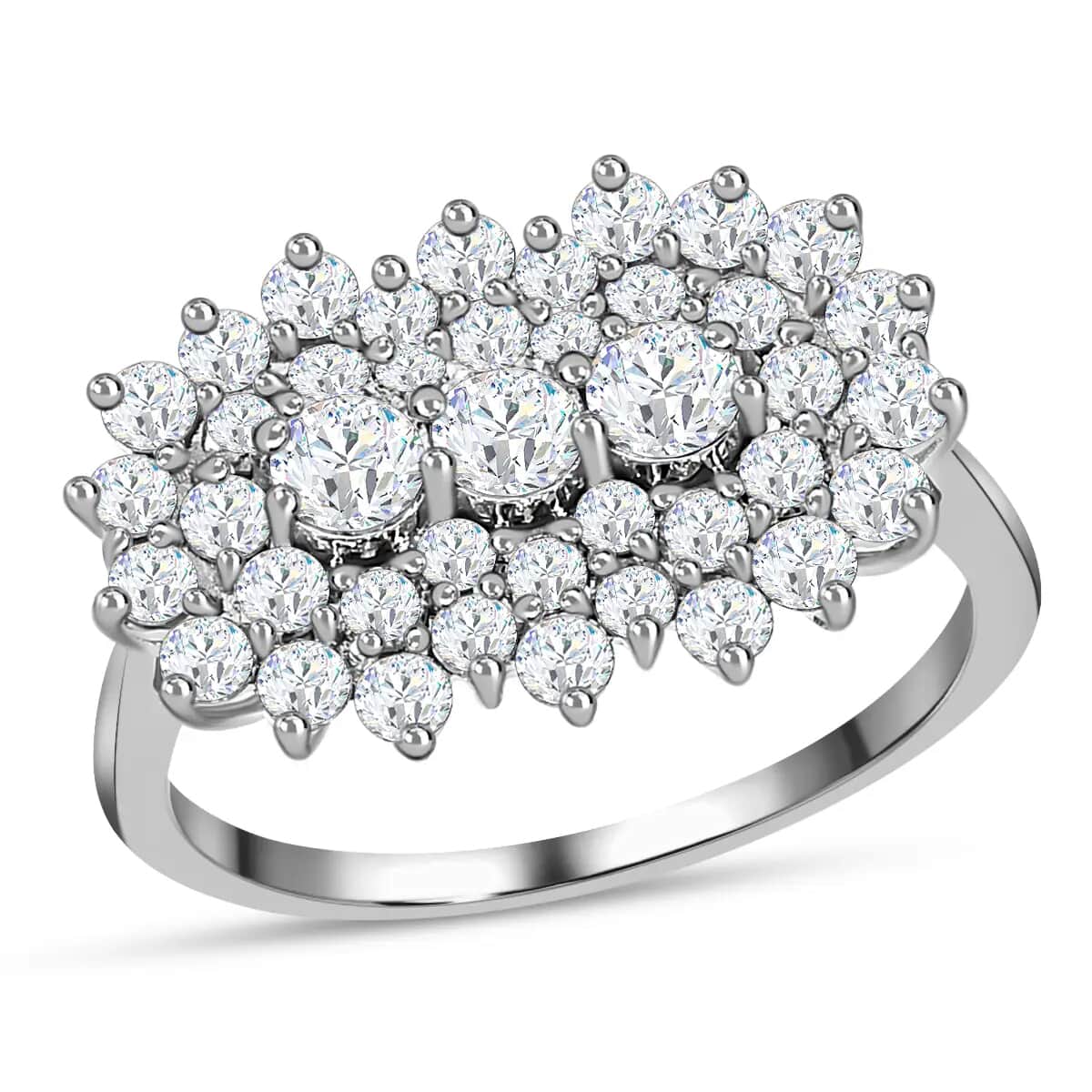 Luxoro Diamond Ring, 10K White Gold Ring, Diamond Cluster Ring, Cluster Ring For Women 2.00 ctw image number 0