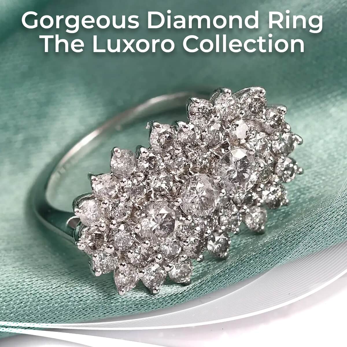 Luxoro Diamond Ring, 10K White Gold Ring, Diamond Cluster Ring, Cluster Ring For Women 2.00 ctw image number 1