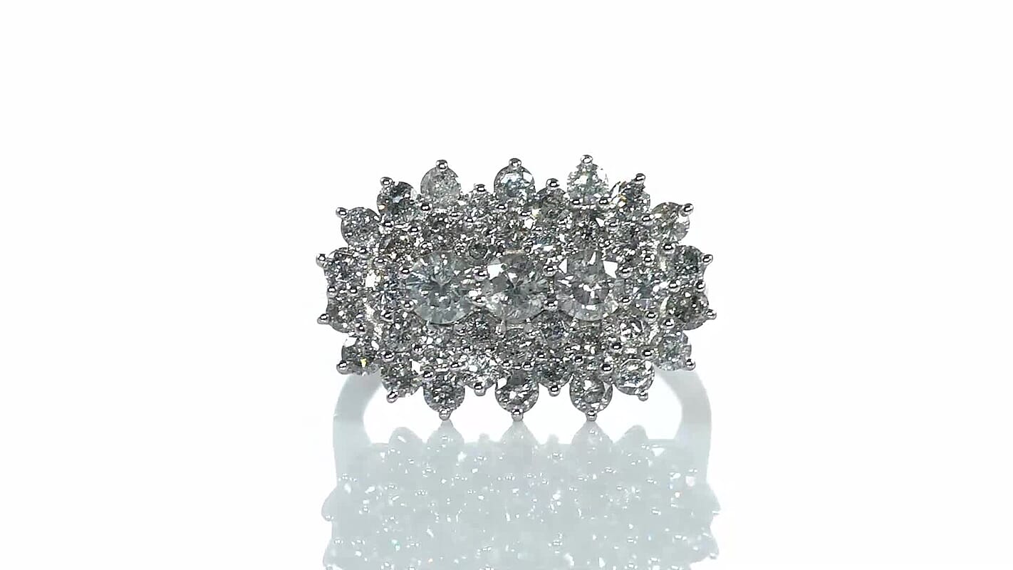 Luxoro Diamond Ring, 10K White Gold Ring, Diamond Cluster Ring, Cluster Ring For Women 2.00 ctw