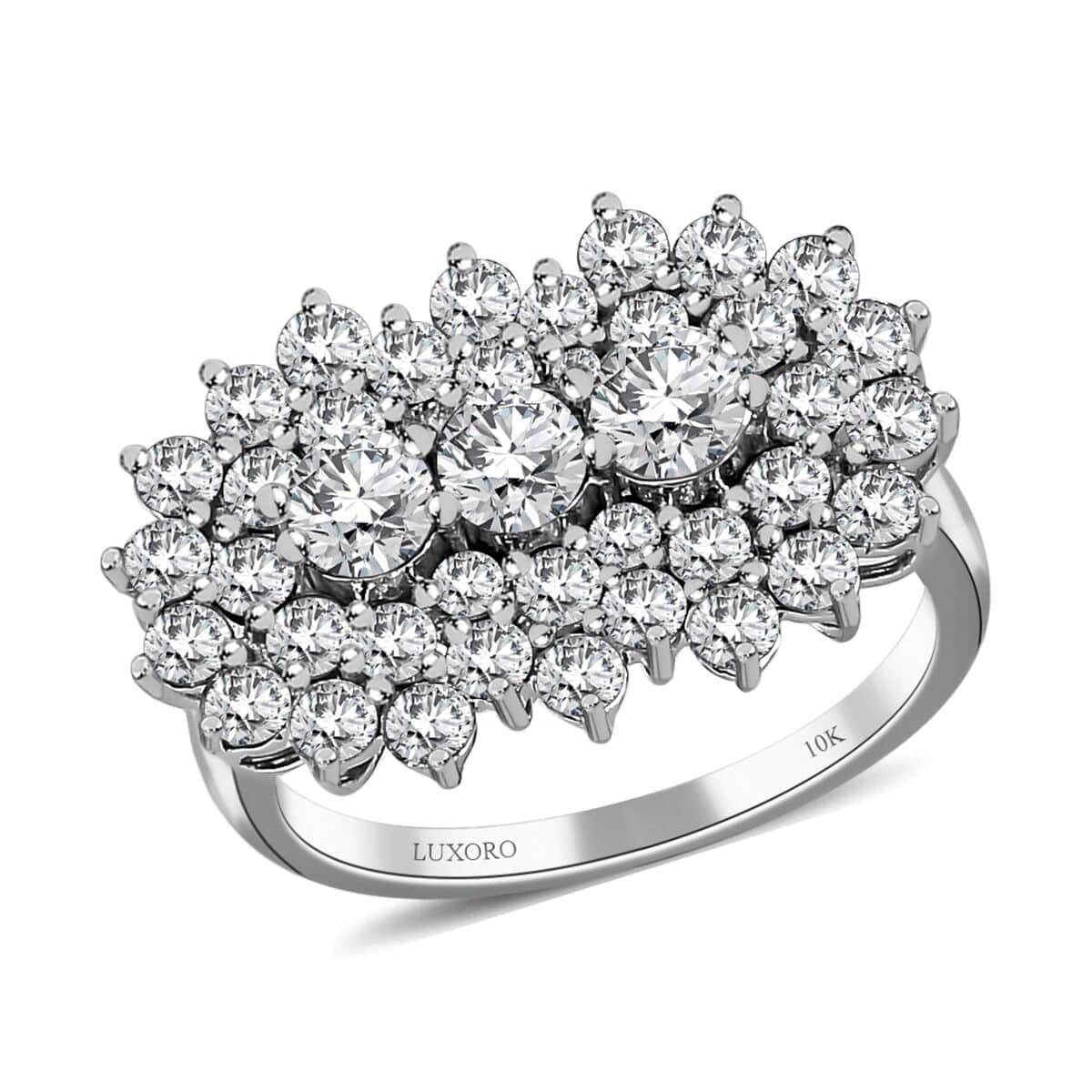10K White Gold Ring, Diamond 2.00 ctw Cluster Ring, Cluster Ring For Women (Size 8.0) image number 0