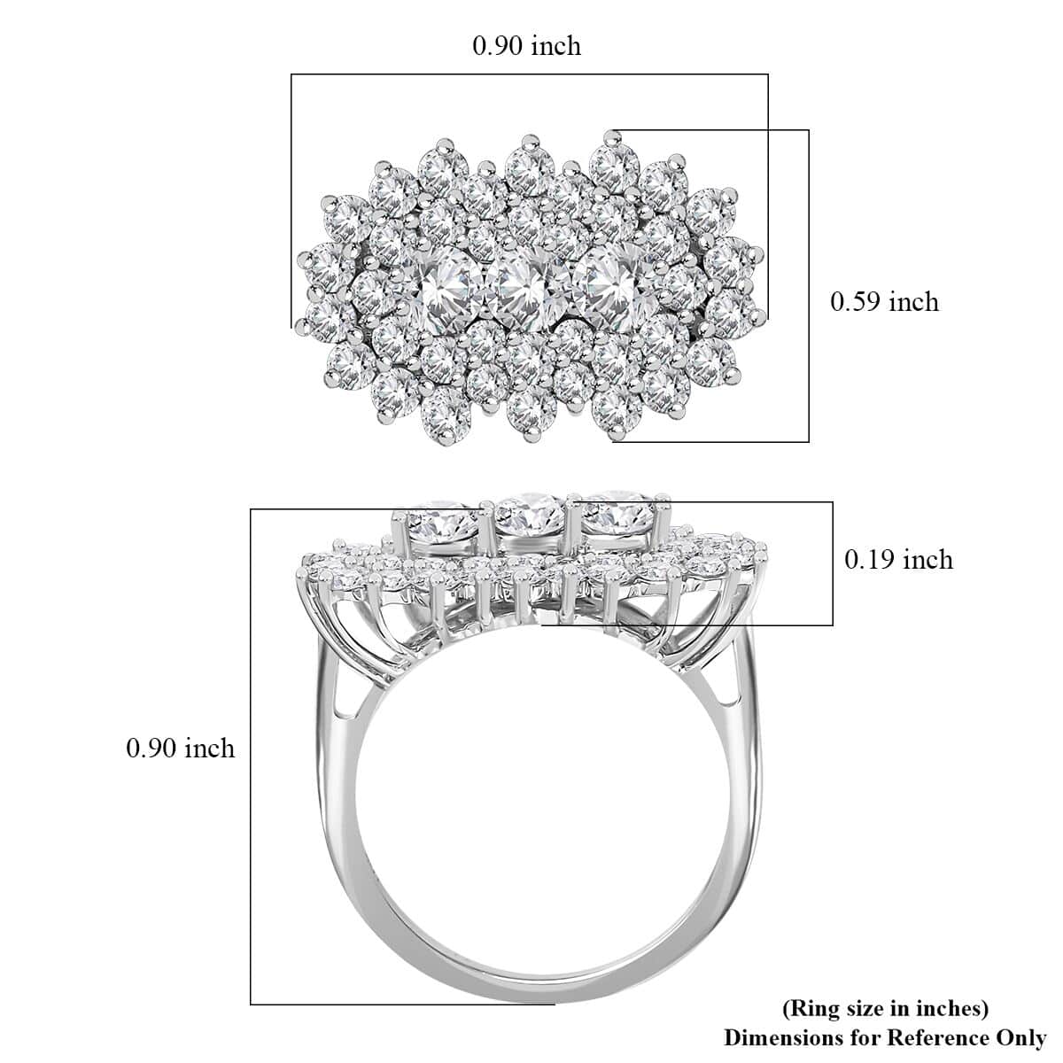 10K White Gold Ring, Diamond 2.00 ctw Cluster Ring, Cluster Ring For Women (Size 8.0) image number 5