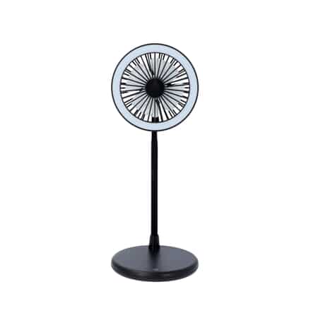 USB Desk Fan With LED Light & 3 Speed Option , Portable Rechargeable and Foldable Desk Fan , Noise Free Fan - Black (5V/1A 2W) image number 0