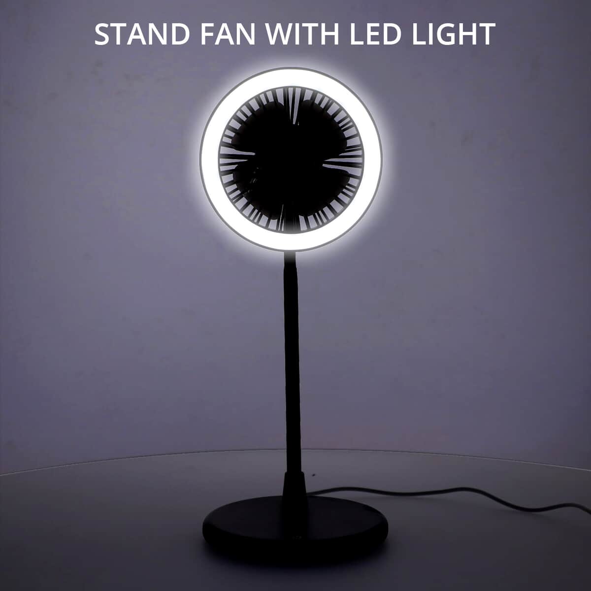 USB Desk Fan With LED Light & 3 Speed Option , Portable Rechargeable and Foldable Desk Fan , Noise Free Fan - Black (5V/1A 2W) image number 1