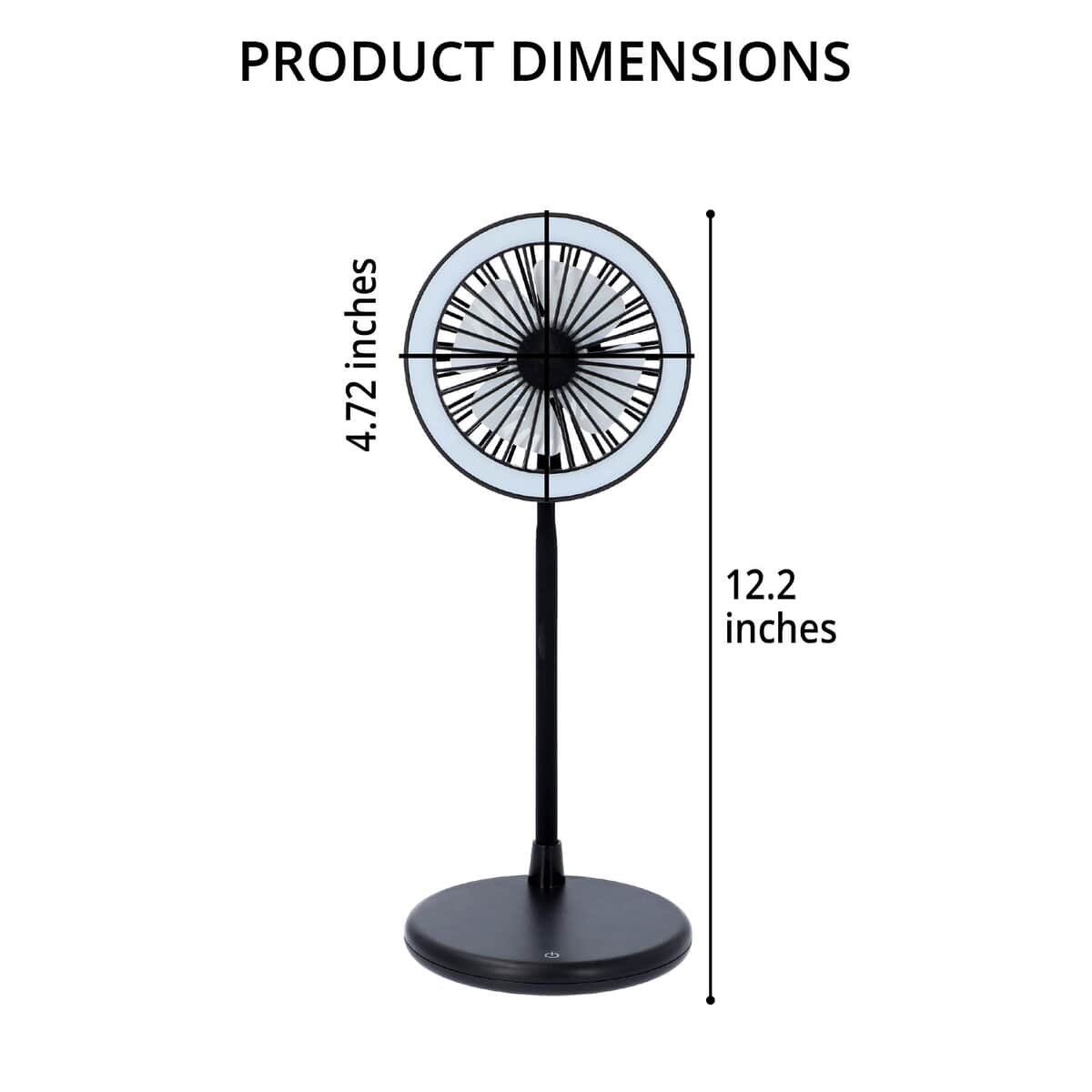 USB Desk Fan With LED Light & 3 Speed Option , Portable Rechargeable and Foldable Desk Fan , Noise Free Fan - Black (5V/1A 2W) image number 3