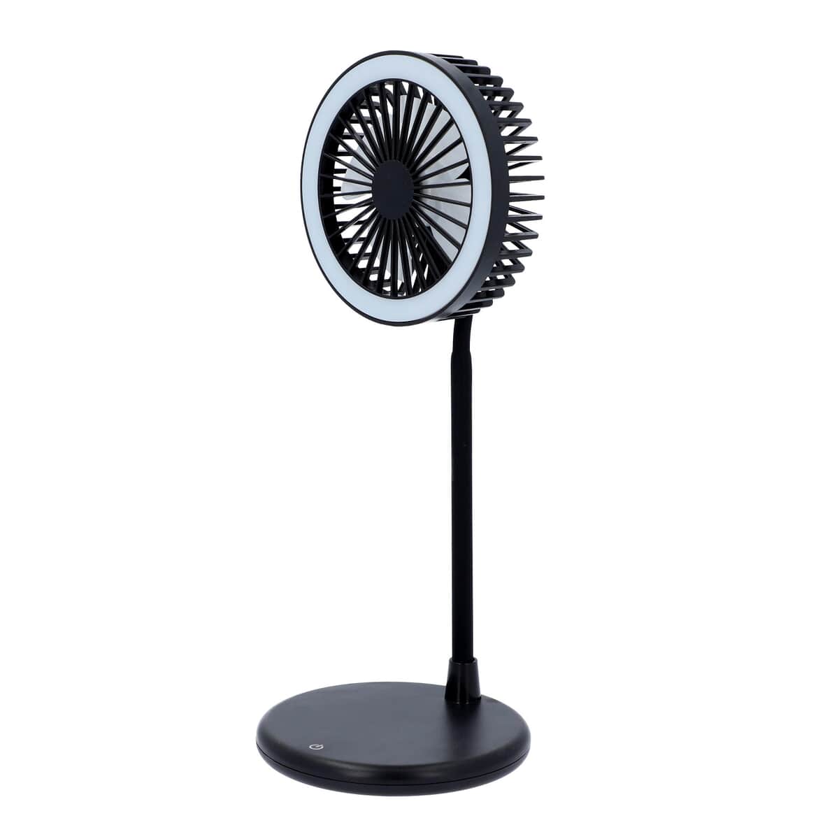 USB Desk Fan With LED Light & 3 Speed Option , Portable Rechargeable and Foldable Desk Fan , Noise Free Fan - Black (5V/1A 2W) image number 5