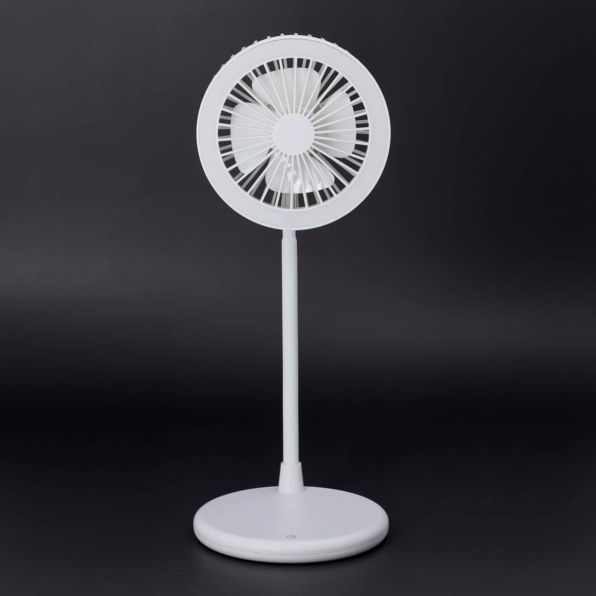 USB Desk Fan With LED Light & 3 Speed Option , Portable Rechargeable and Foldable Desk Fan , Noise Free Fan - White (5V/1A 2W) image number 0