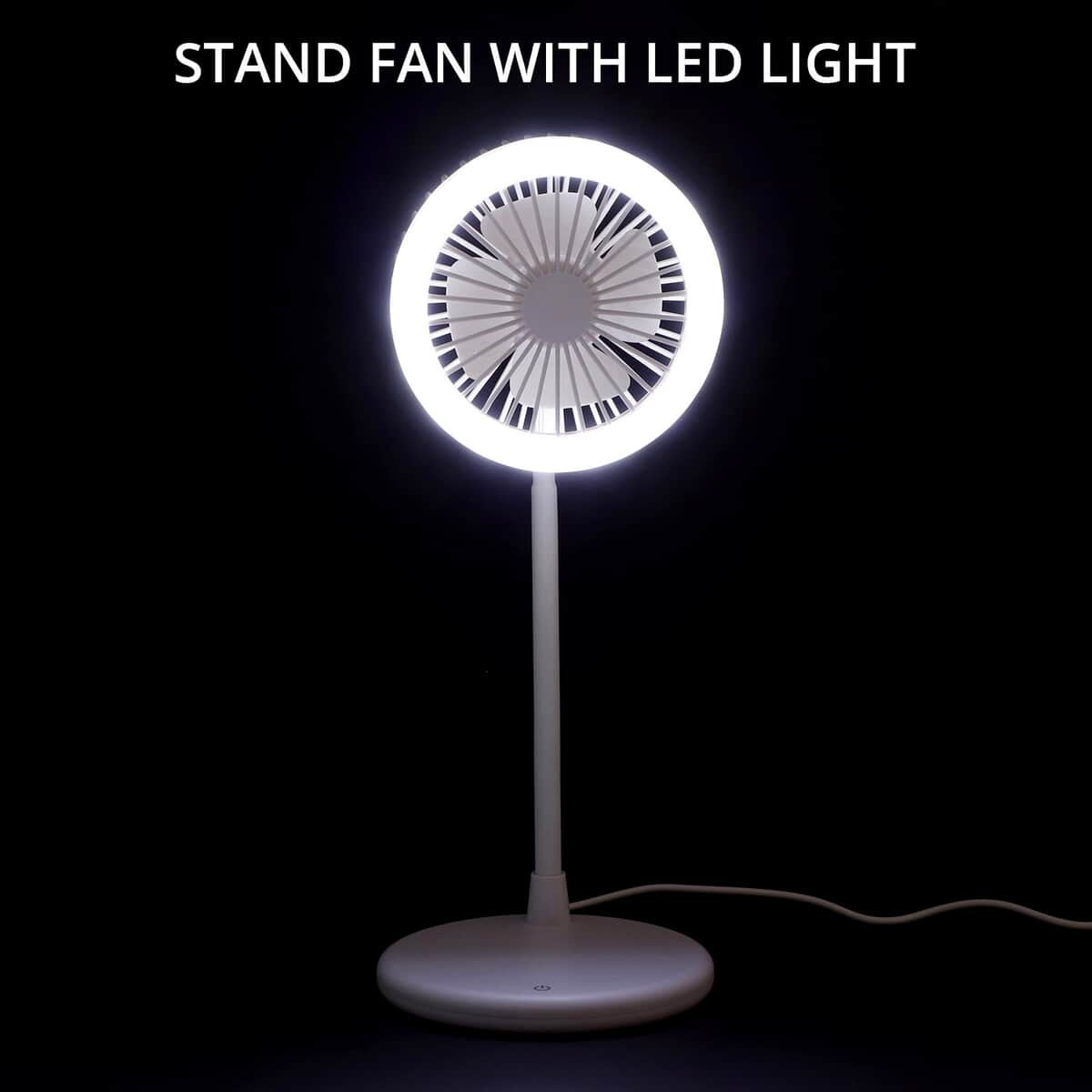 USB Desk Fan With LED Light & 3 Speed Option , Portable Rechargeable and Foldable Desk Fan , Noise Free Fan - White (5V/1A 2W) image number 1